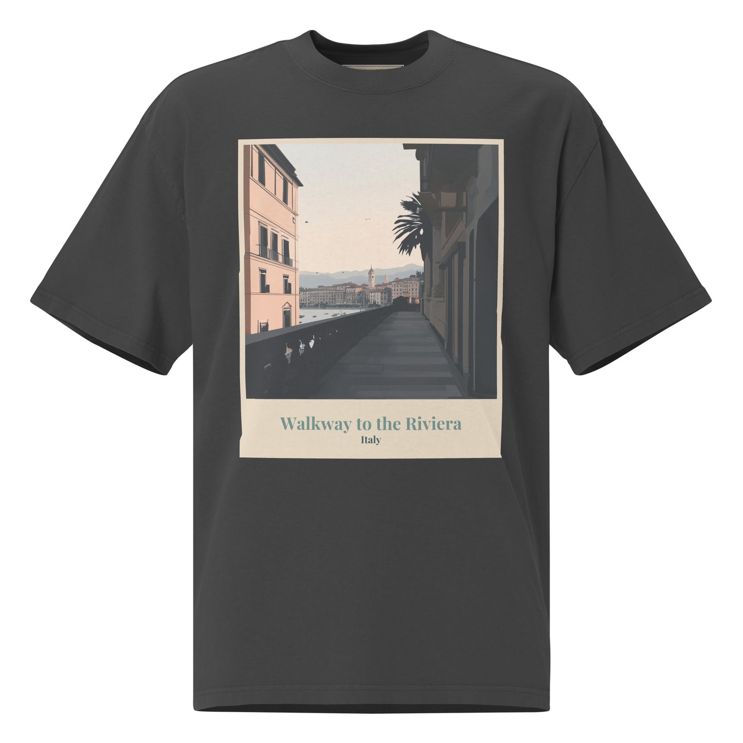 Übergroßes, verblasstes Unisex-T-Shirt - Walkway to the Riviera