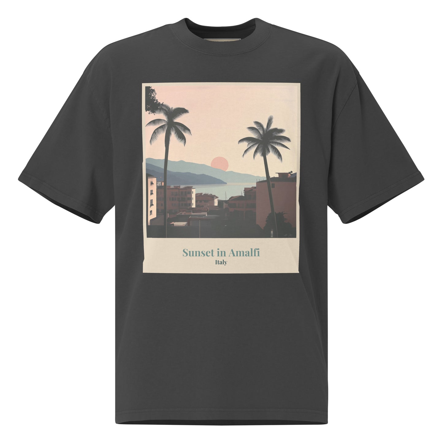 Unisex Oversized Faded T-Shirt - Sonnenuntergang in Amalfi