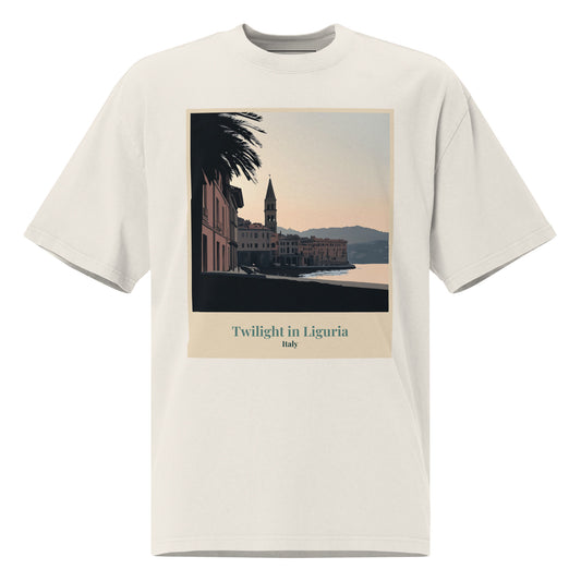 Unisex Oversized Faded T-Shirt - Twilight in Liguria