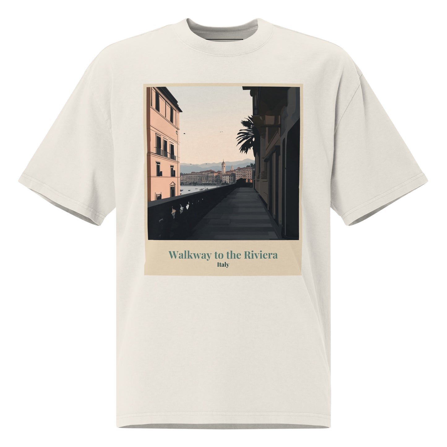 Übergroßes, verblasstes Unisex-T-Shirt - Walkway to the Riviera