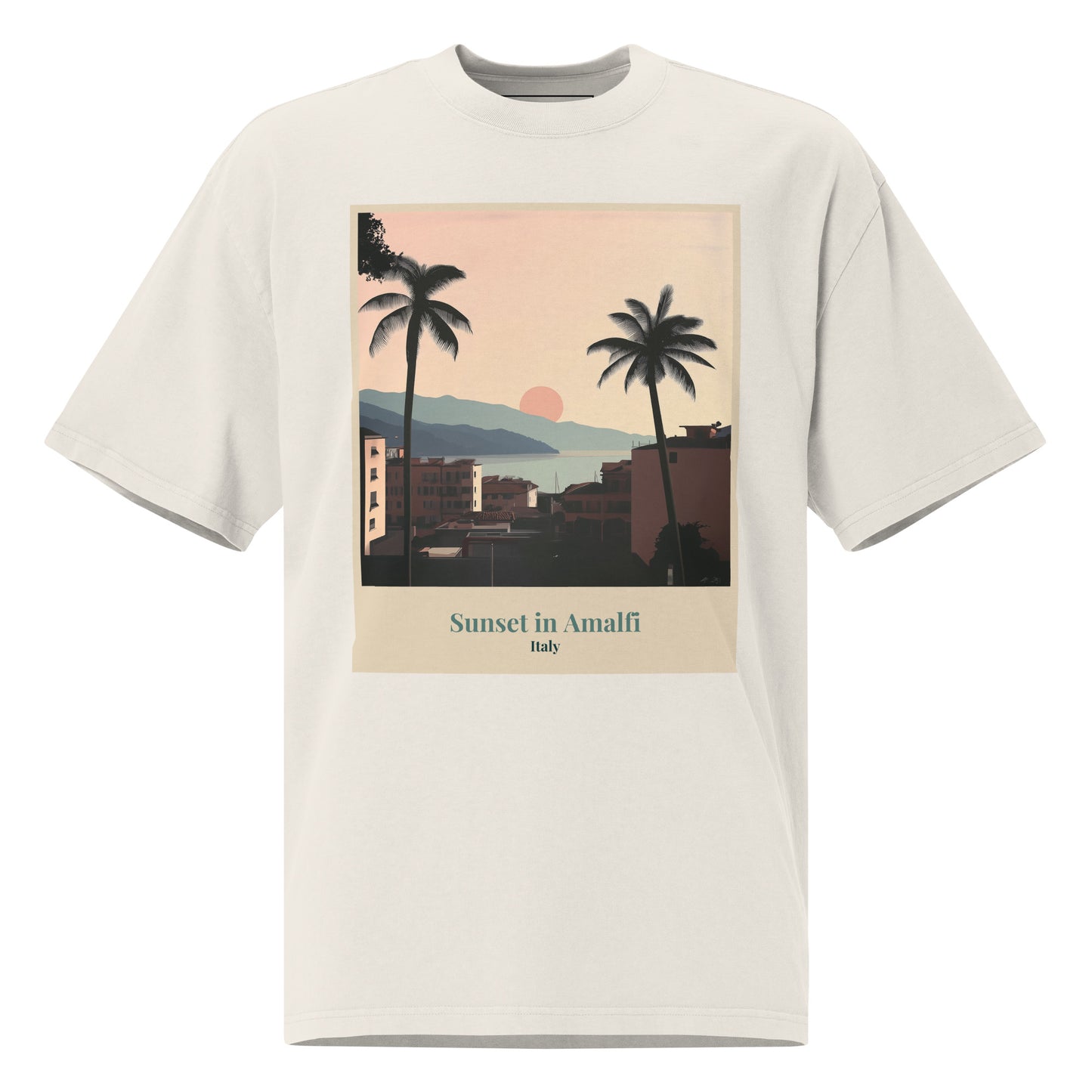 Unisex Oversized Faded T-Shirt - Sonnenuntergang in Amalfi