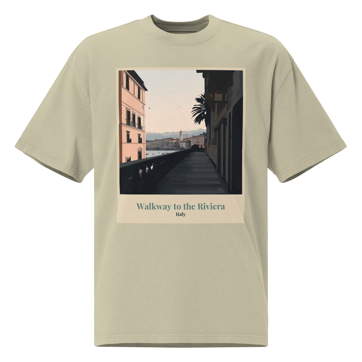 Übergroßes, verblasstes Unisex-T-Shirt - Walkway to the Riviera