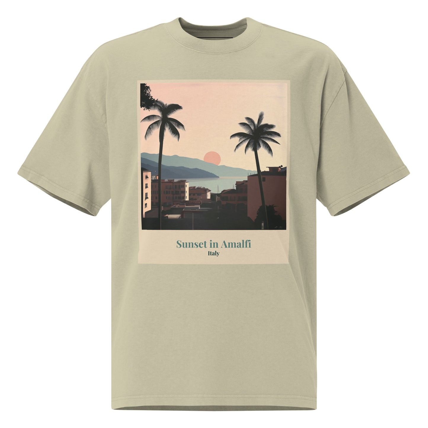 Unisex Oversized Faded T-Shirt - Sonnenuntergang in Amalfi