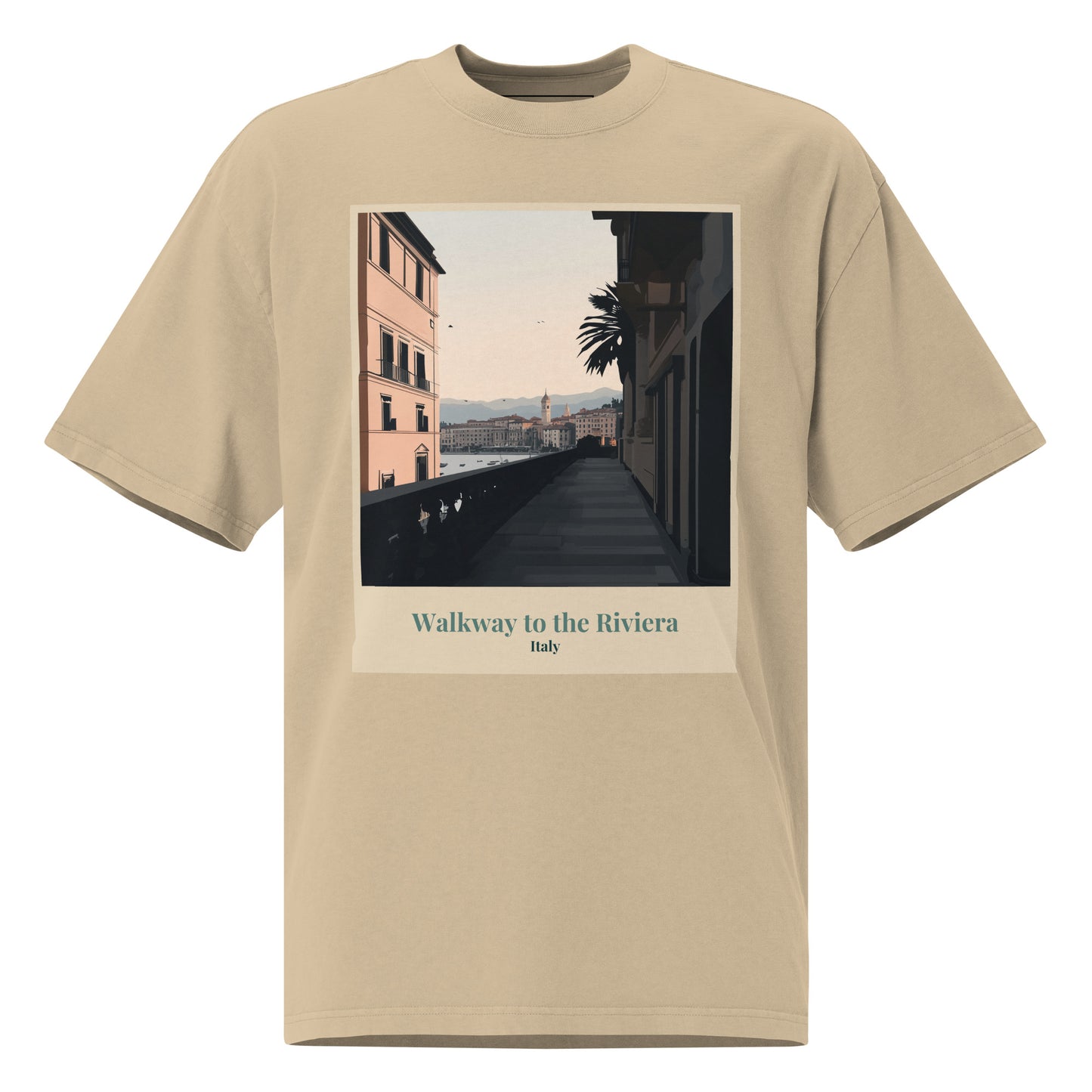 Übergroßes, verblasstes Unisex-T-Shirt - Walkway to the Riviera