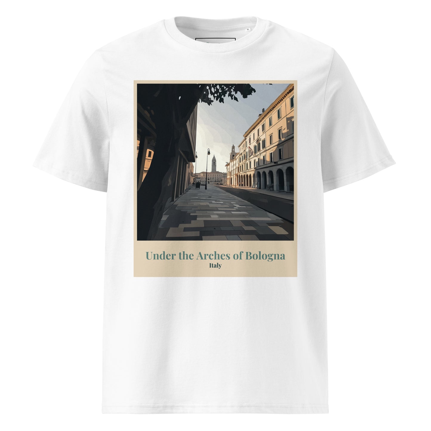 Unisex-T-Shirt aus Bio-Baumwolle - Unter den Bögen von Bologna